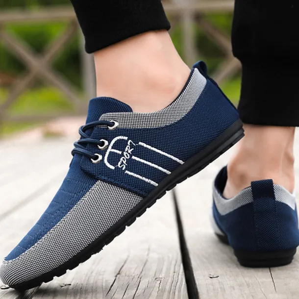 Men's Nylon Casual Slip-On Shoes with Contrasting Textures - Perfect for Daily Wear and Leisure Activities