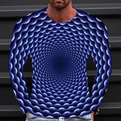 Men's Optical Illusion Graphic Prints T Shirt Long Sleeve T shirt 3D Print Crew Neck Shirt Sports Designer Basic Outdoor Street Daily A B C Spring & Fall Clothing Apparel S M L XL XXL 3XL 4XL