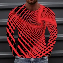 Men's Optical Illusion Graphic Prints T Shirt Long Sleeve T shirt 3D Print Crew Neck Shirt Sports Designer Basic Outdoor Street Daily A B C Spring & Fall Clothing Apparel S M L XL XXL 3XL 4XL