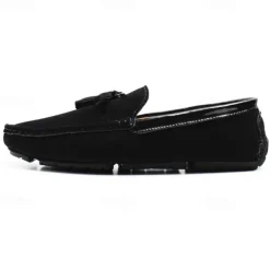 Men's Orange and Blue Suede Driving Loafers with Tassel Detail and Non-Slip Rubber Sole - Stylish and Comfortable for Casual and Driving Wear