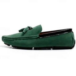 Men's Orange and Blue Suede Driving Loafers with Tassel Detail and Non-Slip Rubber Sole - Stylish and Comfortable for Casual and Driving Wear