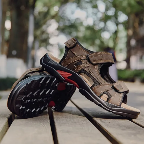 Men's Outdoor Hiking Sandals - Adjustable Straps, Non-Slip Sole, Comfortable Athletic Summer Footwear for Trekking and Beach