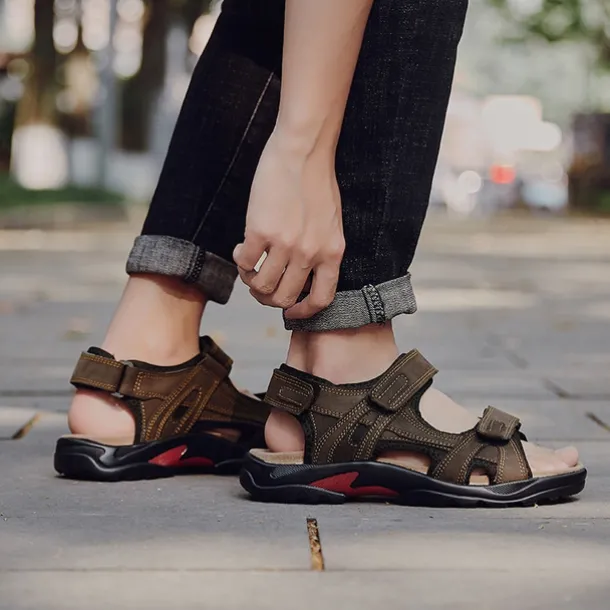 Men's Outdoor Hiking Sandals - Adjustable Straps, Non-Slip Sole, Comfortable Athletic Summer Footwear for Trekking and Beach