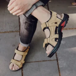 Men's Outdoor Hiking Sandals - Adjustable Straps, Non-Slip Sole, Comfortable Athletic Summer Footwear for Trekking and Beach