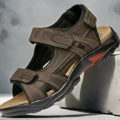 Men's Outdoor Hiking Sandals - Adjustable Straps, Non-Slip Sole, Comfortable Athletic Summer Footwear for Trekking and Beach