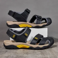 Men's Outdoor Hiking Sandals - Durable Open-Toe Design, Adjustable Straps, Anti-Slip Sole, Lightweight Sport Shoes for Summer Adventures