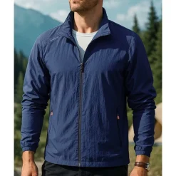 Men's Outdoor Jacket Hiking Jacket Sport Jacket Outdoor Waterproof Windproof Breathable Quick Dry Hiking Outfits Hiking Clothes Spring Autumn / Fall Jacket Tennis Golf Running Solid Color Dark Grey