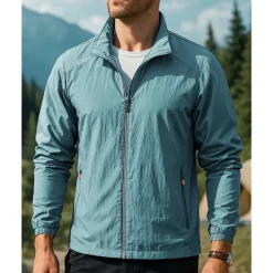 Men's Outdoor Jacket Hiking Jacket Sport Jacket Outdoor Waterproof Windproof Breathable Quick Dry Hiking Outfits Hiking Clothes Spring Autumn / Fall Jacket Tennis Golf Running Solid Color Dark Grey