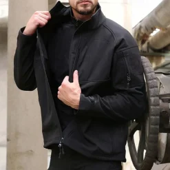 Men's Outdoor Jacket Softshell Jacket Hiking Jacket Winter Outdoor Patchwork Thermal Warm Fleece Lining Waterproof Windproof Fleece Jackets Warm Tactical Jacket Full Zip Climbing Camping / Hiking