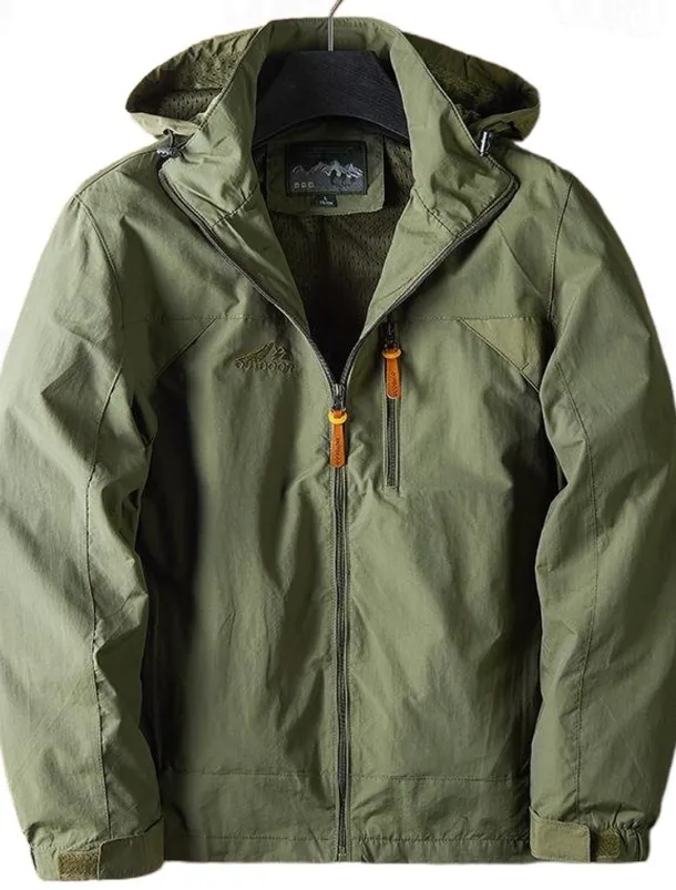 Men's Outdoor Jacket Transition Jacket Daily Wear Windproof Quick Dry Spring & Fall Solid Color Casual Daily Lapel Regular Loose Fit Black Blue Khaki Army Green Gray Jacket