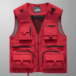 Men's Outdoor Vest Hiking Vest Sleeveless Vest Zipper Pocket Basic Outdoor Fishing Regular Multi-Pockets Comfortable Summer Spring Solid Color Black Army Green Burgundy Blue Puffer Jacket