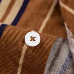 Men's Oxford Shirt Brown Green Dark Grey Taupe Long Sleeve Color Block Striped Button Down Collar School Wedding Buttons Clothing Apparel Neutral Fashion Daily