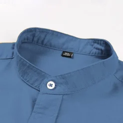 Men's Oxford Shirt White Navy Blue Blue Orange Light Grey Long Sleeve Standing Collar School Wedding Buttons Clothing Apparel Neutral Fashion Daily