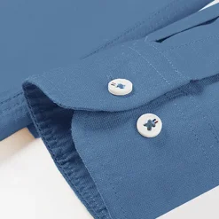 Men's Oxford Shirt White Navy Blue Blue Orange Light Grey Long Sleeve Standing Collar School Wedding Buttons Clothing Apparel Neutral Fashion Daily