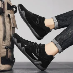 Men's Oxfords Walking Casual Daily Faux Leather Warm Lace-up Black khaki Grey Spring Fall