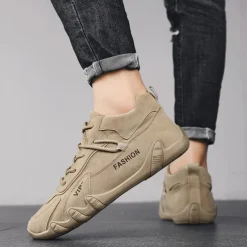 Men's Oxfords Walking Casual Daily Faux Leather Warm Lace-up Black khaki Grey Spring Fall