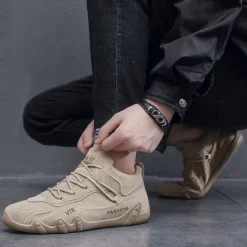 Men's Oxfords Walking Casual Daily Faux Leather Warm Lace-up Black khaki Grey Spring Fall