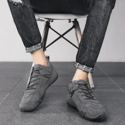 Men's Oxfords Walking Casual Daily Faux Leather Warm Lace-up Black khaki Grey Spring Fall