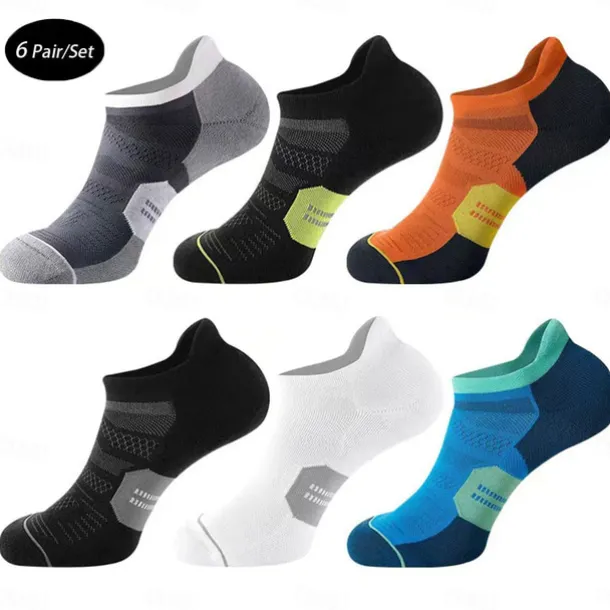 Men's 6-Pack Multi Packs Socks Ankle Socks Low Cut Socks Running Socks Casual Socks Black White Color Color Block Sports & Outdoor Daily Vacation Basic Medium Spring Fall Fashion Casual