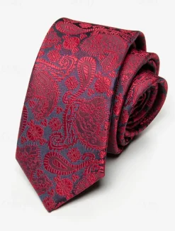 Men's Paisley Faux Silk Tie – Classic Vintage-Style Floral Pattern Necktie for Formal and Business Attire