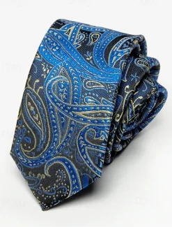 Men's Paisley Faux Silk Tie – Classic Vintage-Style Floral Pattern Necktie for Formal and Business Attire