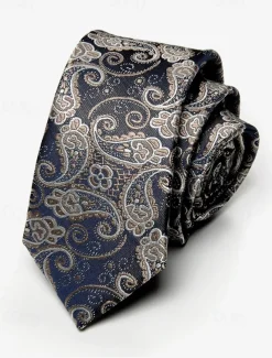 Men's Paisley Faux Silk Tie – Classic Vintage-Style Floral Pattern Necktie for Formal and Business Attire
