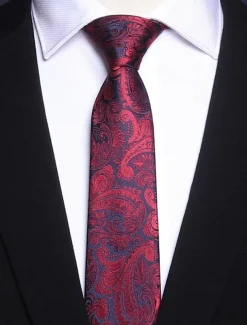 Men's Paisley Faux Silk Tie – Classic Vintage-Style Floral Pattern Necktie for Formal and Business Attire