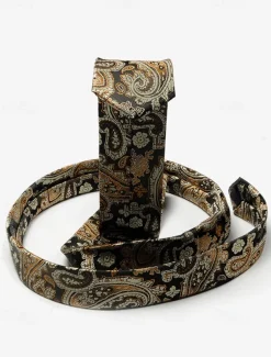 Men's Paisley Faux Silk Tie – Classic Vintage-Style Floral Pattern Necktie for Formal and Business Attire