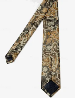 Men's Paisley Faux Silk Tie – Classic Vintage-Style Floral Pattern Necktie for Formal and Business Attire