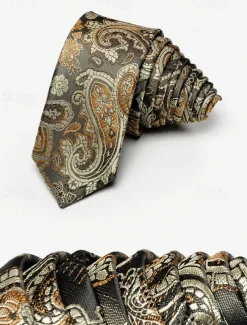 Men's Paisley Faux Silk Tie – Classic Vintage-Style Floral Pattern Necktie for Formal and Business Attire