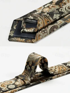 Men's Paisley Faux Silk Tie – Classic Vintage-Style Floral Pattern Necktie for Formal and Business Attire
