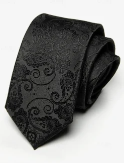 Men's Paisley Faux Silk Tie – Classic Vintage-Style Floral Pattern Necktie for Formal and Business Attire