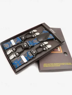 Men's Paisley Pattern Adjustable Suspenders – Fashionable Y-Back Clip-On Braces for Formal and Casual Wear