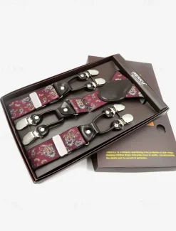 Men's Paisley Pattern Adjustable Suspenders – Fashionable Y-Back Clip-On Braces for Formal and Casual Wear