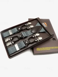 Men's Paisley Pattern Adjustable Suspenders – Fashionable Y-Back Clip-On Braces for Formal and Casual Wear