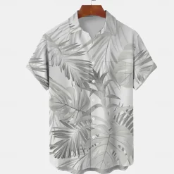 Men's Palm Leaf Casual Shirt Summer Hawaiian Shirt Aloha Shirt Short Sleeve Hawaiian Resort Vacation Casual Summer Spring Turndown Button Up White Pink Blue Green Beige