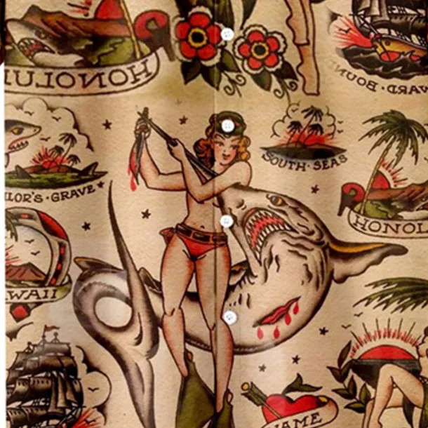 Men's Palm Leaf Pin Up Girl Shirt Summer Hawaiian Shirt Aloha Shirt Short Sleeve Shirt Turndown Vintage Fashion Designer Vacation Casual Daily Yellow Blue Brown Print S M L