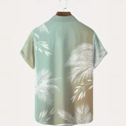 Men's Palm Tree Gradient Color Tropical Plants Summer Hawaiian Shirt Button Up Shirt Aloha Shirt Short Sleeve Hawaiian Resort Vacation Holiday Beach Wear Summer Spring Turndown Collared Shirts Front