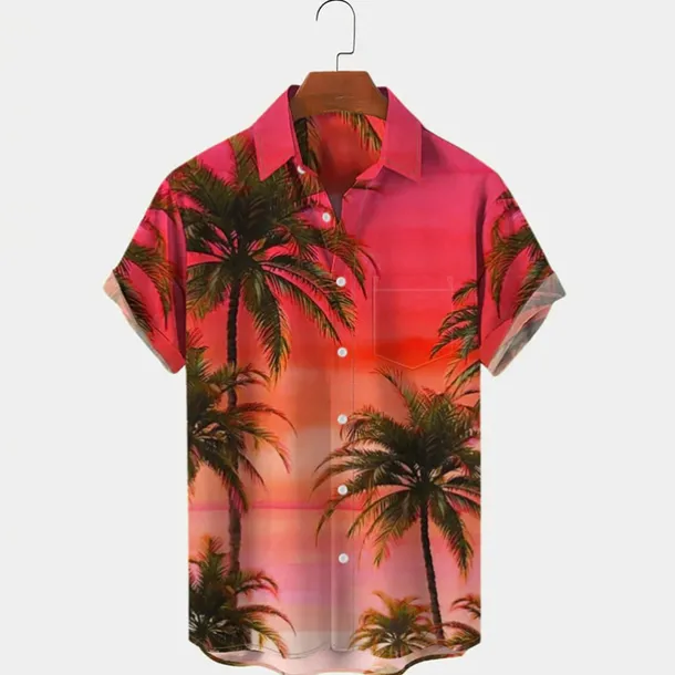 Men's Palm Tree Tropical Plants Shirt Summer Hawaiian Shirt Aloha Shirt Short Sleeves Shirt Turndown Tropical Fashion Hawaiian Outdoor Street Hawaiian Red Blue Orange S M L