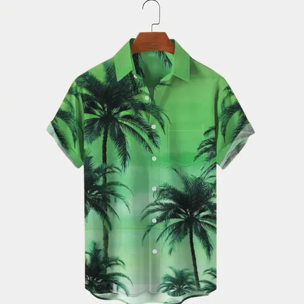 Men's Palm Tree Tropical Plants Shirt Summer Hawaiian Shirt Aloha Shirt Short Sleeves Shirt Turndown Tropical Fashion Hawaiian Outdoor Street Hawaiian Red Blue Orange S M L