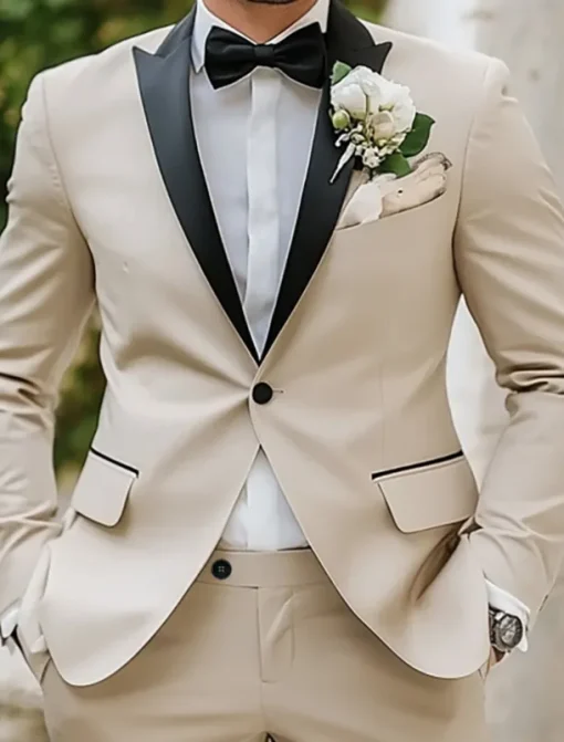 Men's Party Prom Suits Pink Sky Blue Fashion Solid Colored Standard Fit 2 Piece Single Breasted One-button