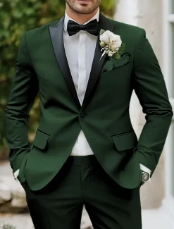 Men's Party Prom Suits Pink Sky Blue Fashion Solid Colored Standard Fit 2 Piece Single Breasted One-button