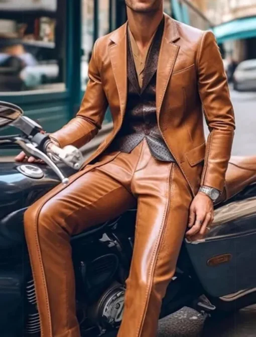 Men's Party Suits Notch Black Brown Casual Solid Colored Tailored Fit 2 Piece Single Breasted Two-buttons