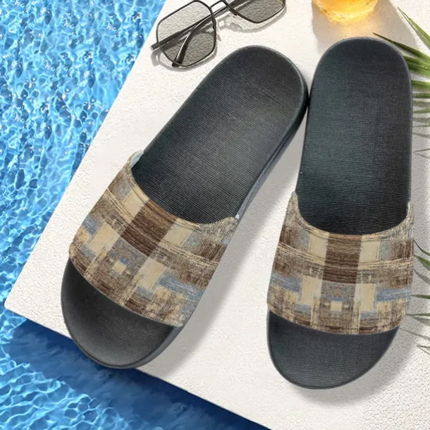Men's Patchwork Designed Slide Sandals – Casual & Stylish Style for Men in Beach Vacations, Poolside Relaxing & Daily Summer Wear