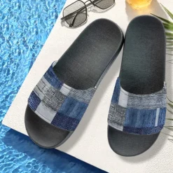 Men's Patchwork Designed Slide Sandals – Casual & Stylish Style for Men in Beach Vacations, Poolside Relaxing & Daily Summer Wear