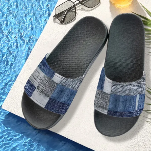 Men's Patchwork Designed Slide Sandals – Casual & Stylish Style for Men in Beach Vacations, Poolside Relaxing & Daily Summer Wear