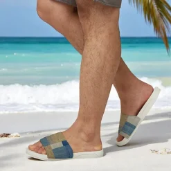 Men's Patchwork Designed Slide Sandals – Casual & Stylish Style for Men in Beach Vacations, Poolside Relaxing & Daily Summer Wear