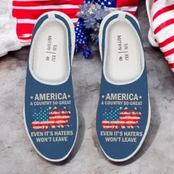 Men's Patriotic Breathable Slip-On Shoes - USA Flag Print Sneakers for Independence Day and Casual Wear