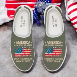 Men's Patriotic Breathable Slip-On Shoes - USA Flag Print Sneakers for Independence Day and Casual Wear