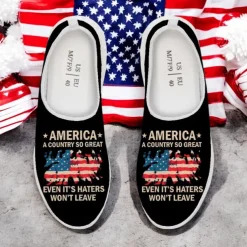 Men's Patriotic Breathable Slip-On Shoes - USA Flag Print Sneakers for Independence Day and Casual Wear